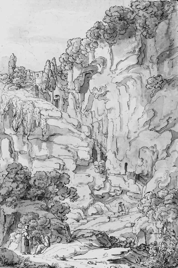 Luigi Basiletti-41-veduta dell'eremo di san Cosimato con frati